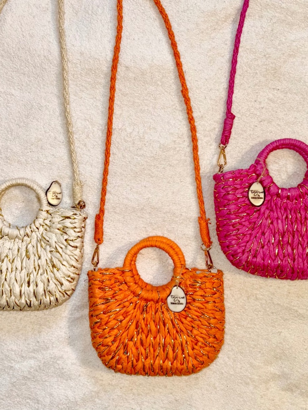 Bundle of 3 Hand-woven Straw Bag, Beach, Resortwear, Like-new Condition